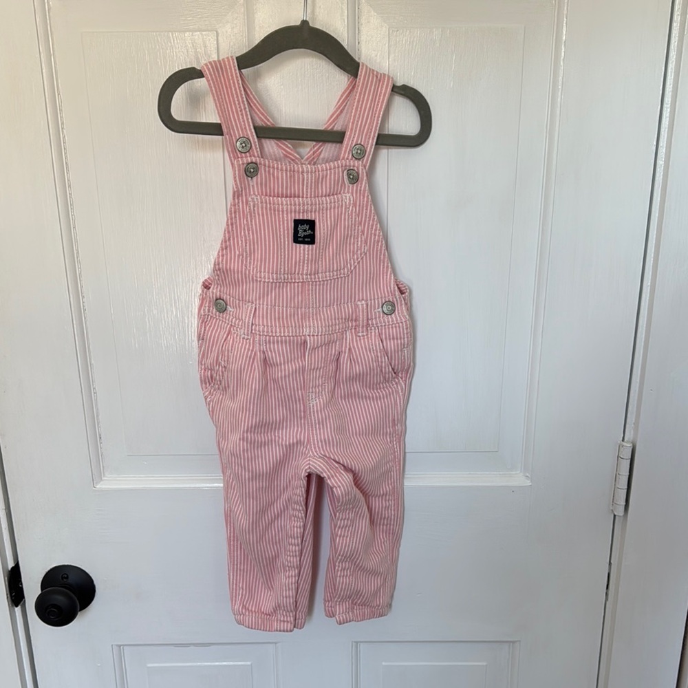 Pink Striped Kids Overalls